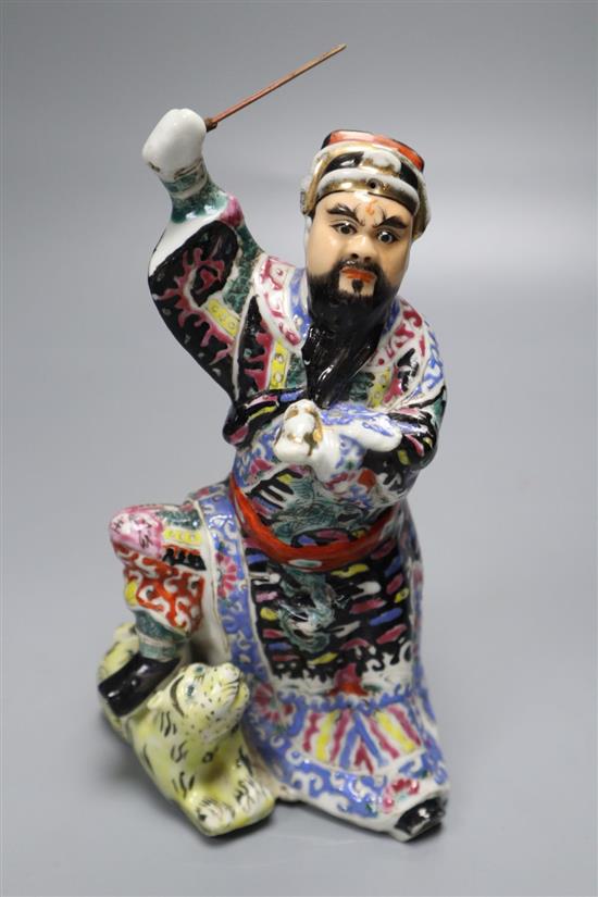 A mid 20th century Chinese famille rose figure of an immortal, height 15cm